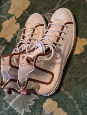 Ralph Lauren Cream and Brown High-Top Sneakers